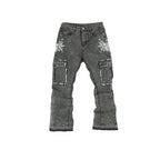 Men's Splatter Slim Flare Cargo Jeans - bamn.