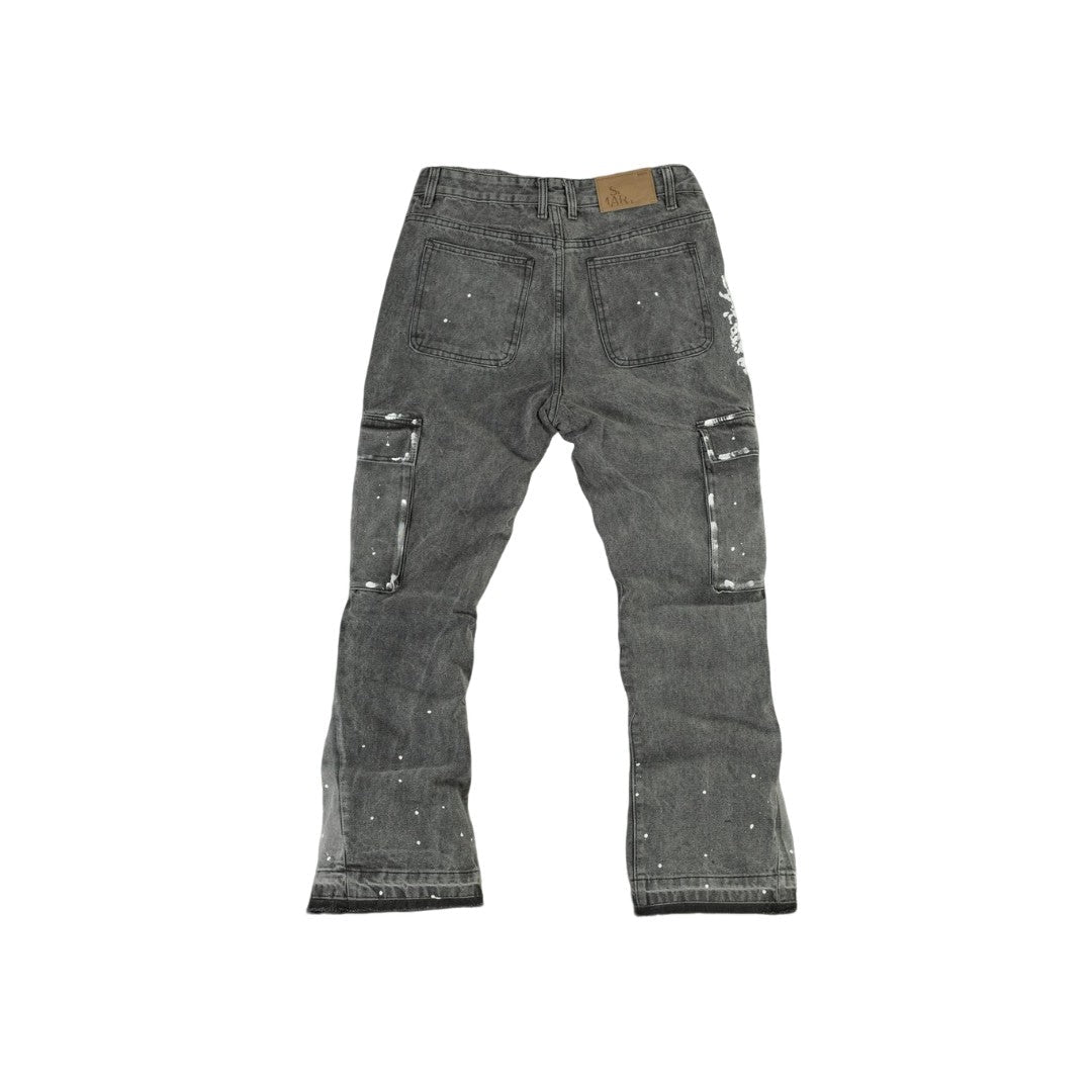 Men's Splatter Slim Flare Cargo Jeans - bamn.