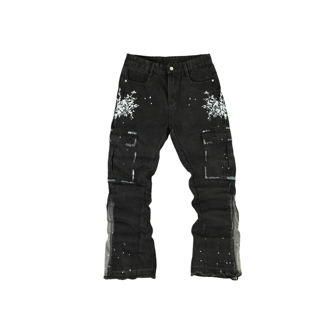 Men's Splatter Slim Flare Cargo Jeans - bamn.