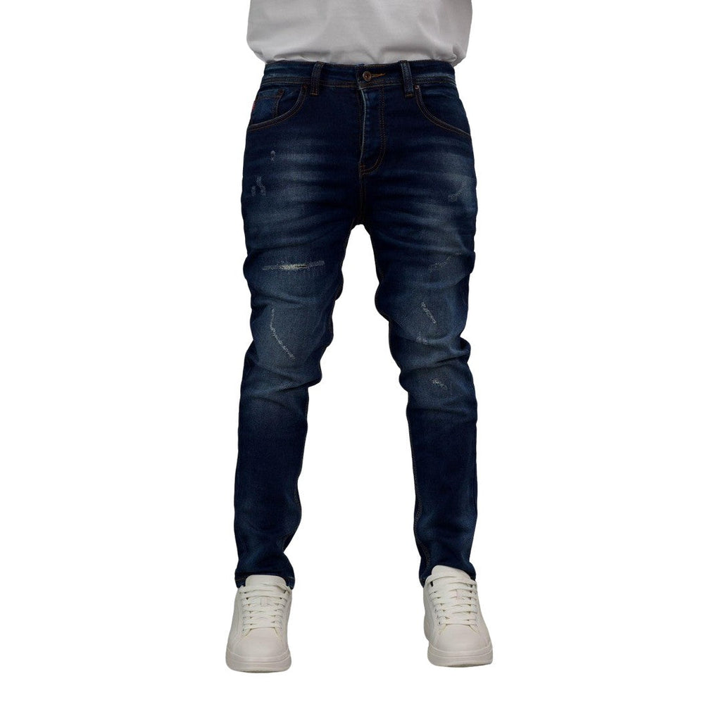 Men's Cuffed Distressed Denim Jeans - bamn.