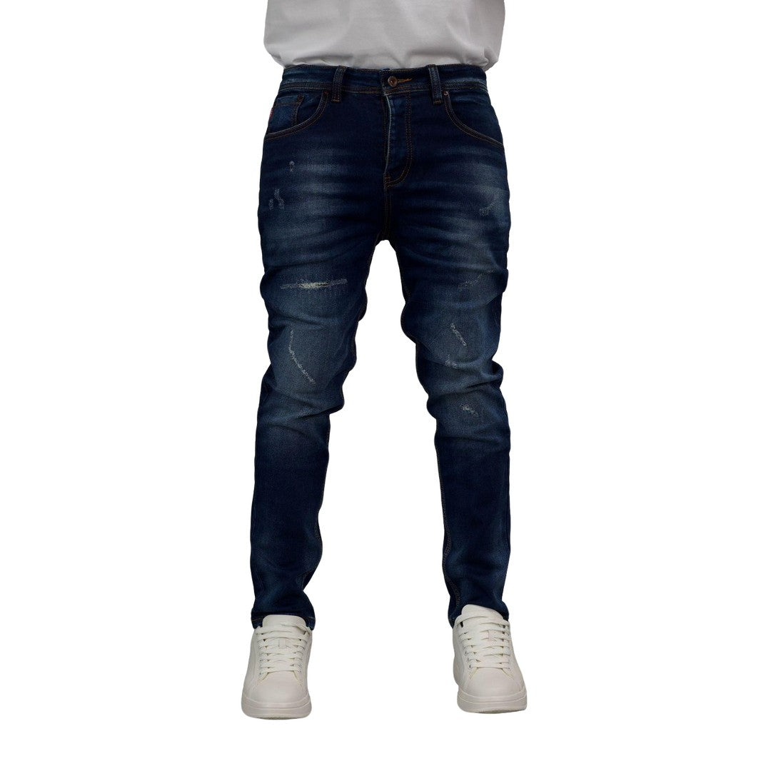 Men's Cuffed Distressed Denim Jeans - bamn.
