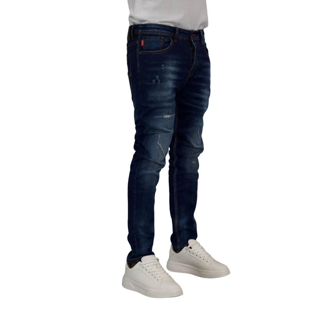 Men's Cuffed Distressed Denim Jeans - bamn.