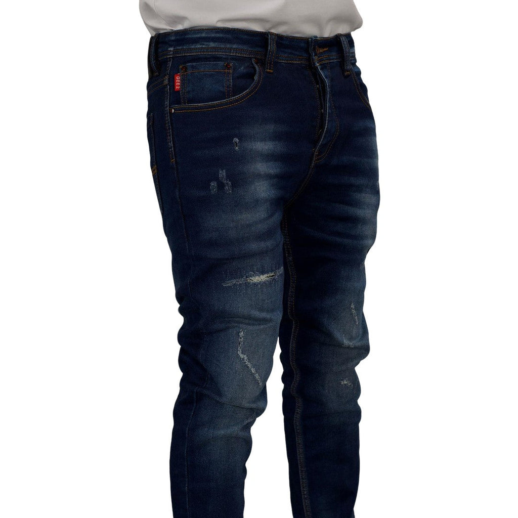Men's Cuffed Distressed Denim Jeans - bamn.