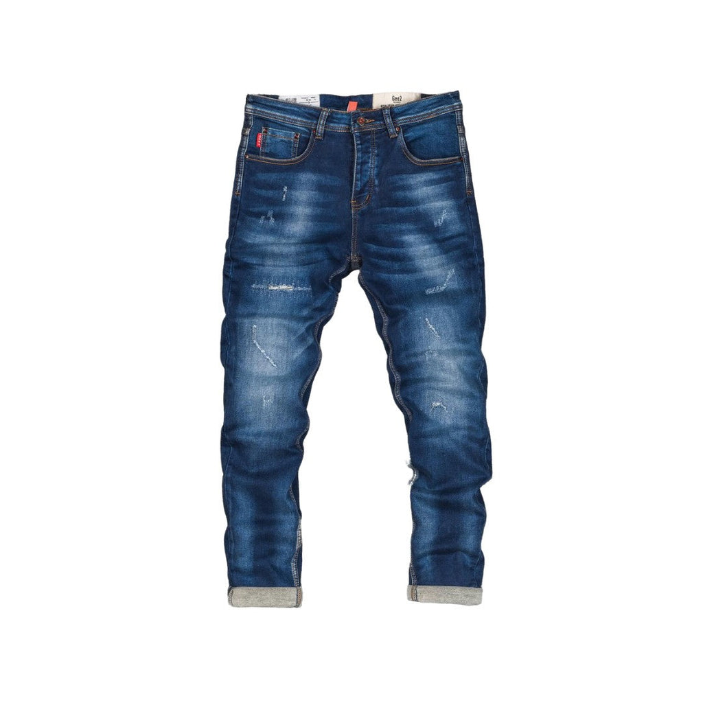 Men's Cuffed Distressed Denim Jeans - bamn.