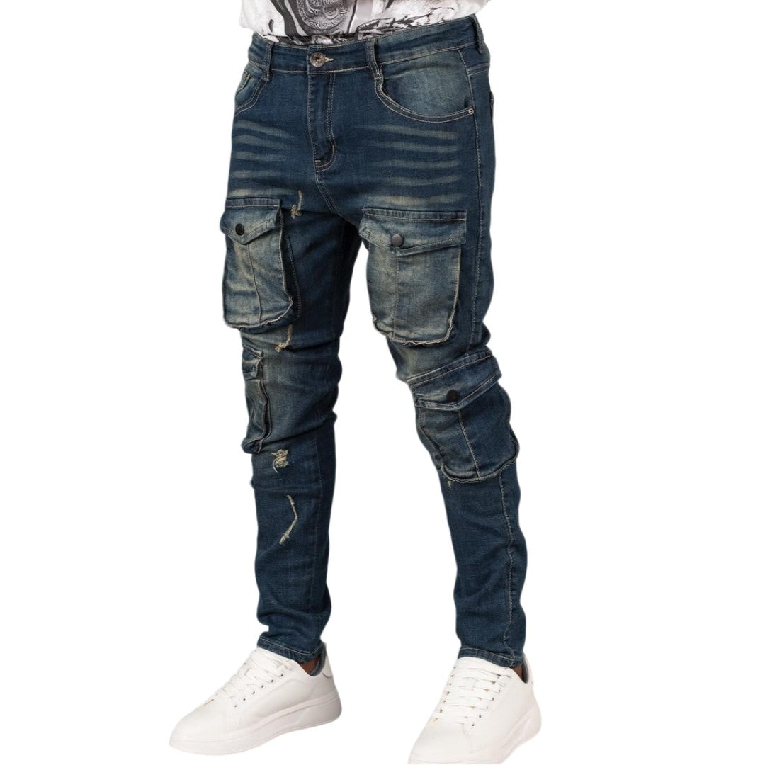 Men's Utility Cargo Denim Jeans - bamn.