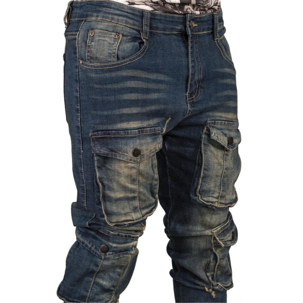 Men's Utility Cargo Denim Jeans - bamn.