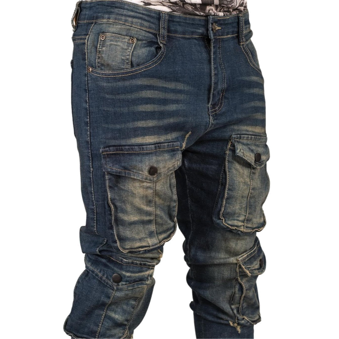 Men's Utility Cargo Denim Jeans - bamn.