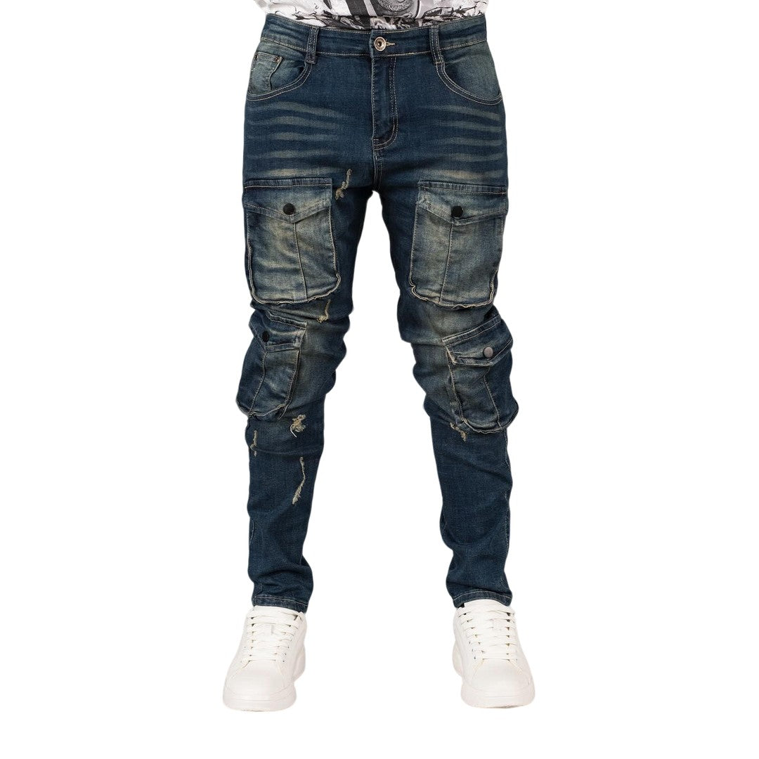 Men's Utility Cargo Denim Jeans - bamn.