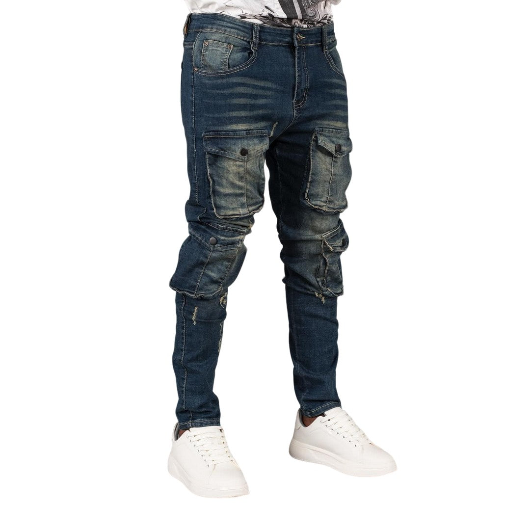 Men's Utility Cargo Denim Jeans - bamn.