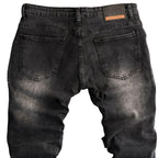Men's Black Distressed Strap Denim Jeans - bamn.