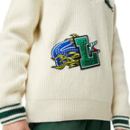 Lacoste Men's Comic Badge Striped V-Neck Sweater - bamn.