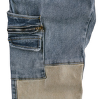 Men's Slim fit Utility Patchwork Cargo Denim Jeans - bamn.