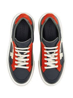 Ferragamo 'cassina' Red/Black Leather Blend Sneakers - bamn.
